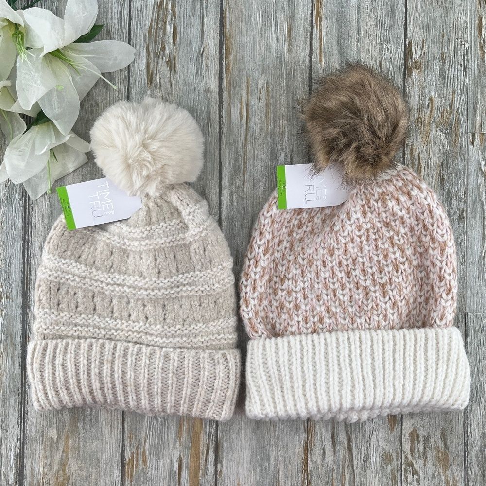Birdseye &βPointelle Beanie Winter Hats 2-Pack